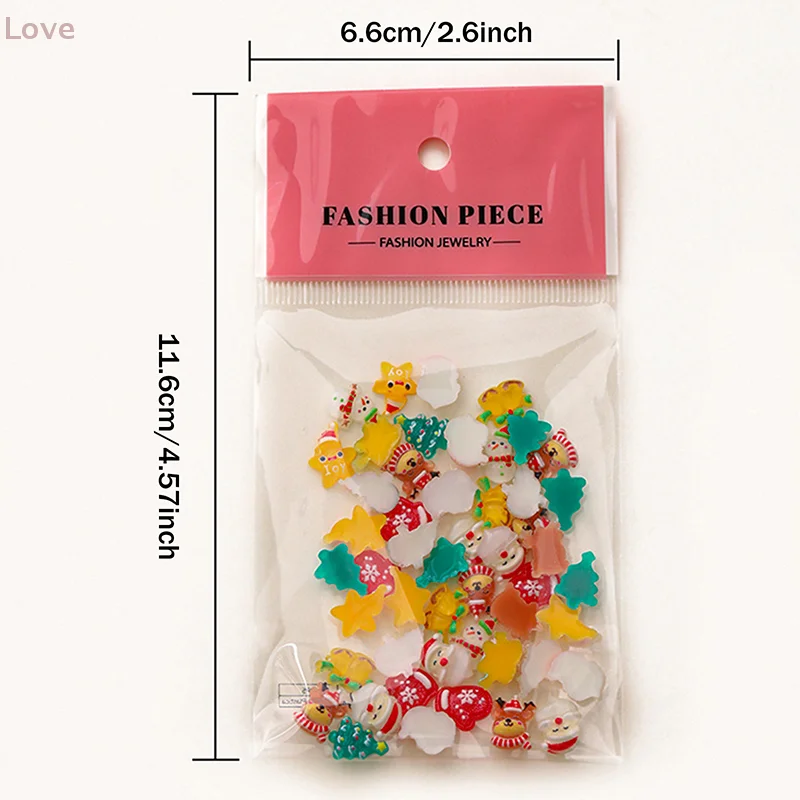 [L & P] 50 قطعة مسمار الفن زينة مانيكير لوازم سانتا كلوز ثلج أنماط الكرتون لعيد الميلاد الشتاء Craft بها بنفسك الحرفية