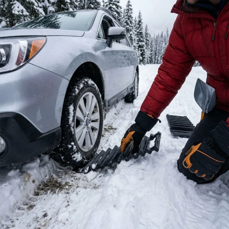 1-2PCS ABS Emergency Traction Mat Tire Grip Pad with Snow Shovel for Car SUV Sand Mud Self Rescue Winter Travel