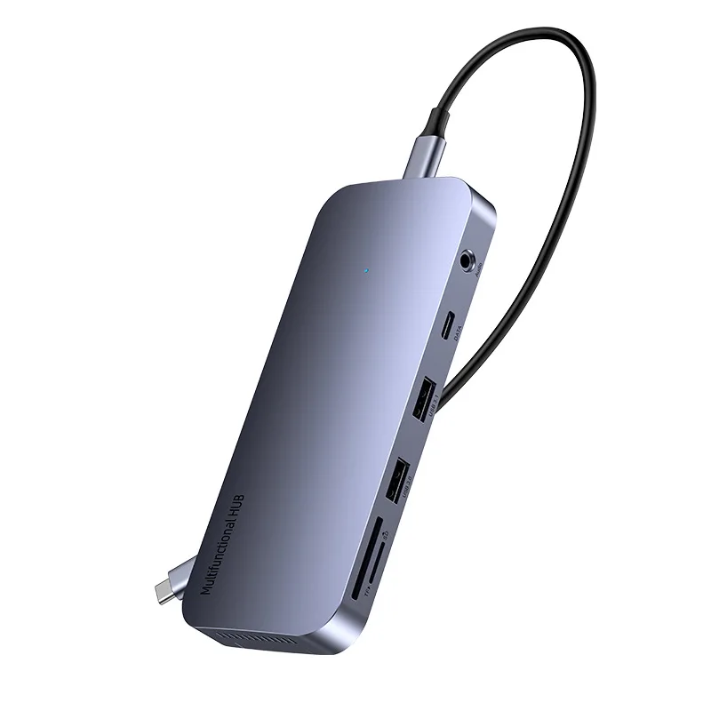 Custom 11-in-1 Dual- Docking Station Supporting MST Multi-display Independent Outputs USB 3.0/3.1 Gigabit Ethernet