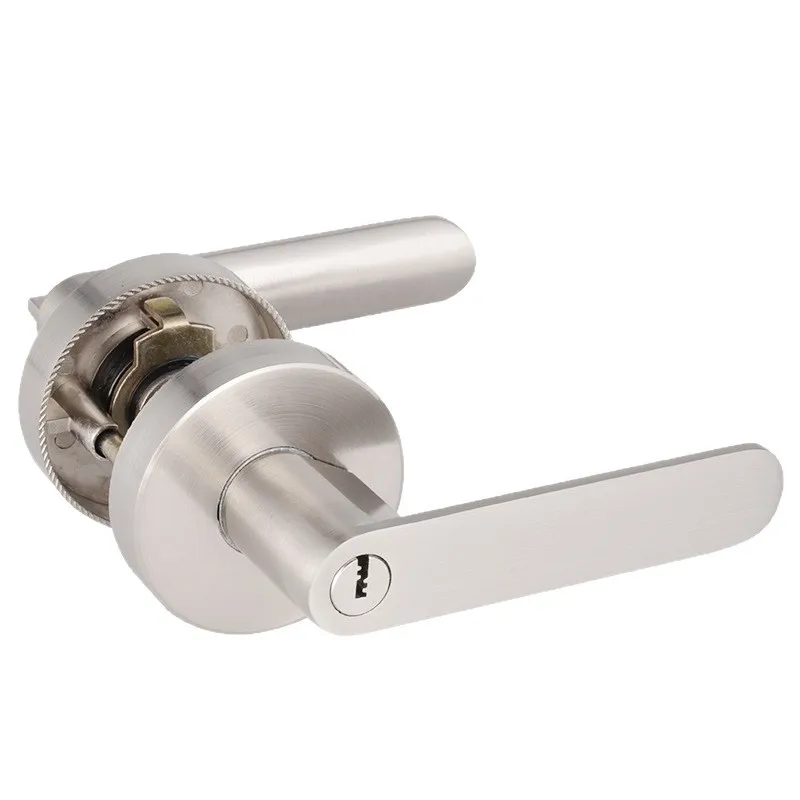 Aluminum Alloy Three Bar Handle Lock Wooden Door Replacement Ball Lock Bathroom Single Tongue Door Lock Modern Door Handle