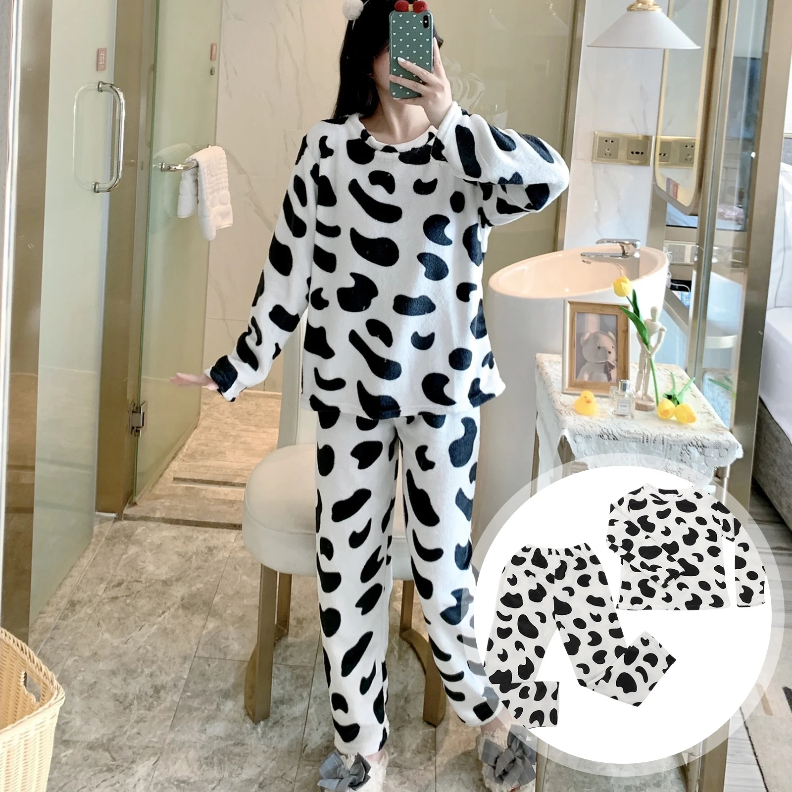 Cow Home Clothes Women Cartoon Nightdress for Ladies Suits Animal Cosplay Costume Warm Nightgowns Pajamas Lady Girl Child