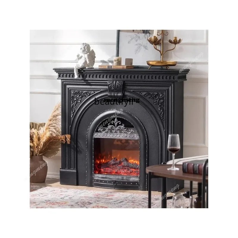 French Electronic Fireplace Simulation Fire Living Room Decorative Cabinet Villa Interior Finished Fireplace Rack False Flame