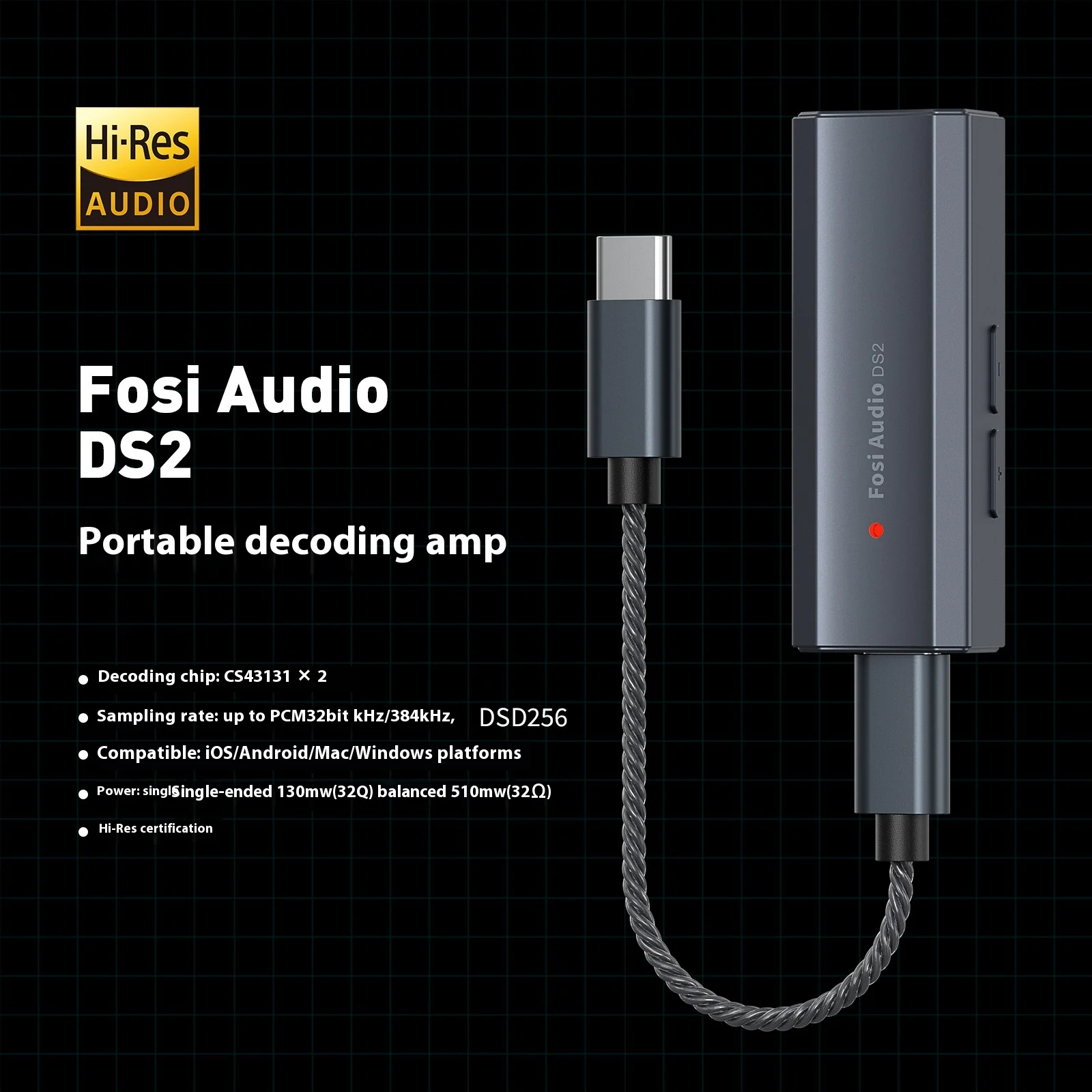 Fosi Audio Ds2 Ds512 Hifi Dac Headphone Amplifier Mini Audio 3.5mm & 4.4mm Dual Outputs Usb Dac Amp Support 32bit/768khz Custom