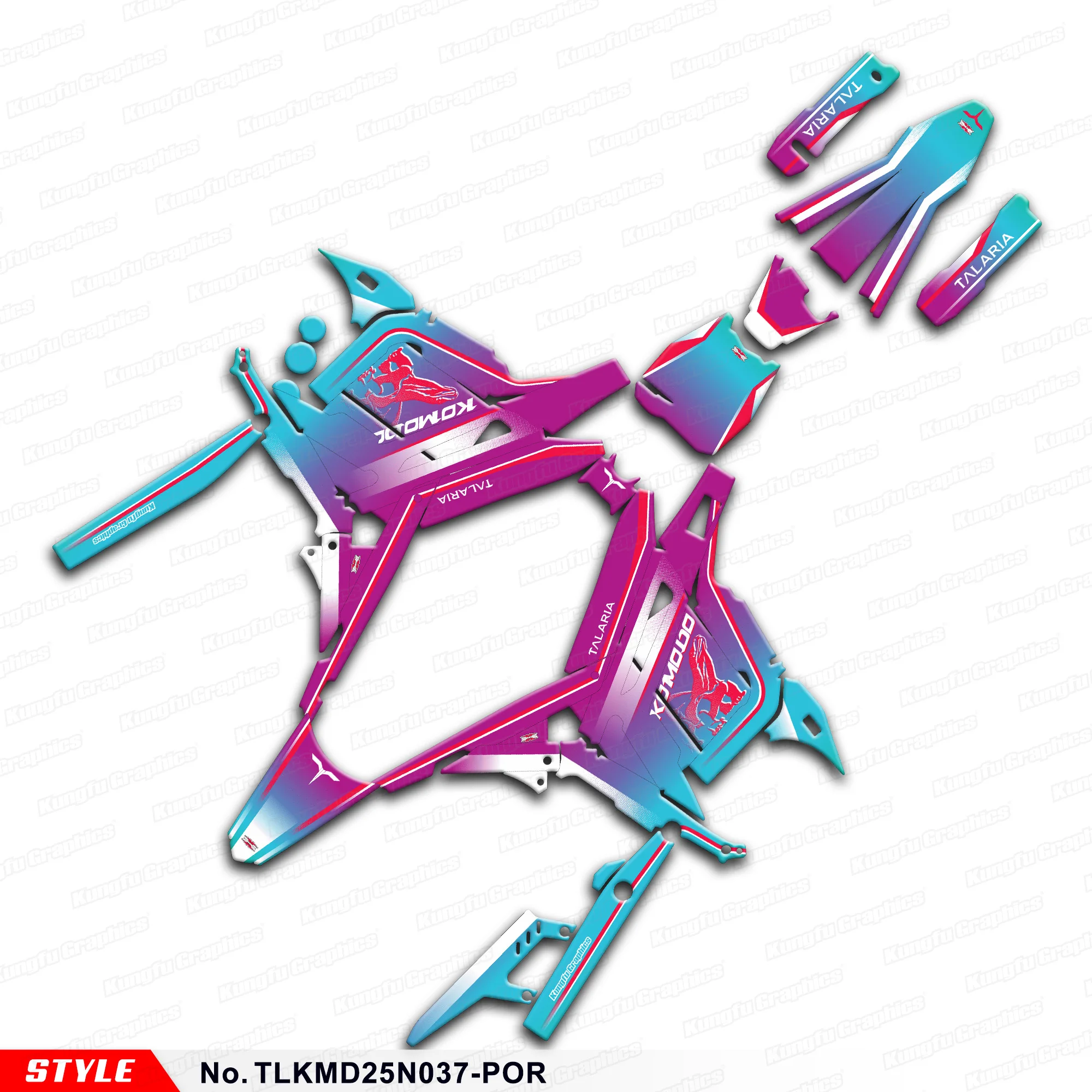 

JY RACING Graphics Kit Stickers Complete for TALARIA KOMODO, Rebuilding, Style No.TLKMD25N037-POR