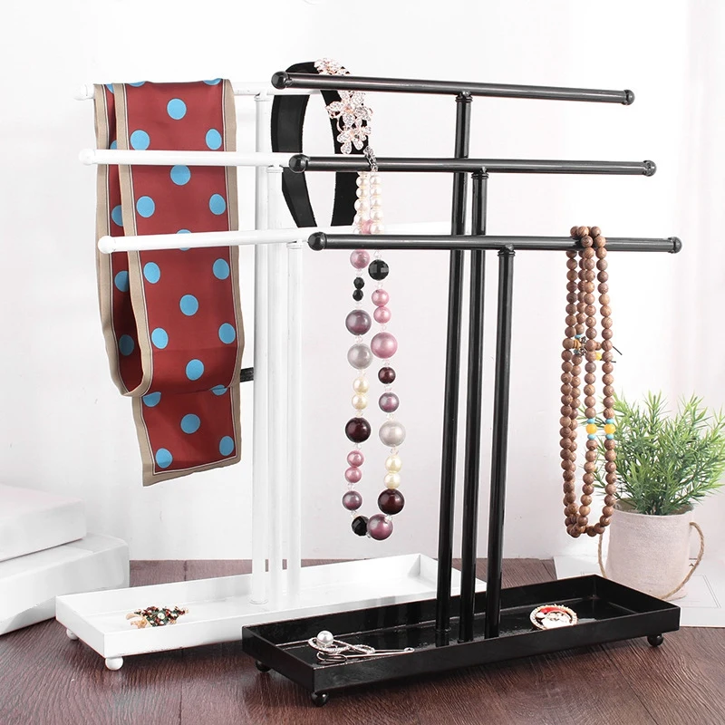 Jewelry 3 Layers Desktop Display Manager 3 Pole Metal Tree Adjustable Earring Necklace Bracelet Storage Rack