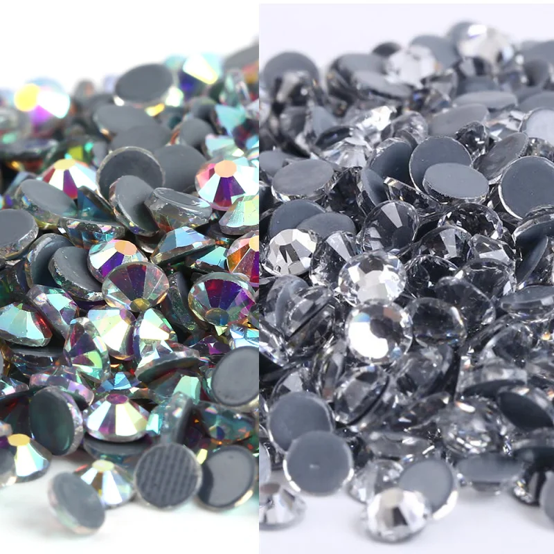 All Size Top Quality Crystal Ab/clear Super Bright Hot-fix Rhinestones Glass Strass Iron On Stone For Fabric Garment