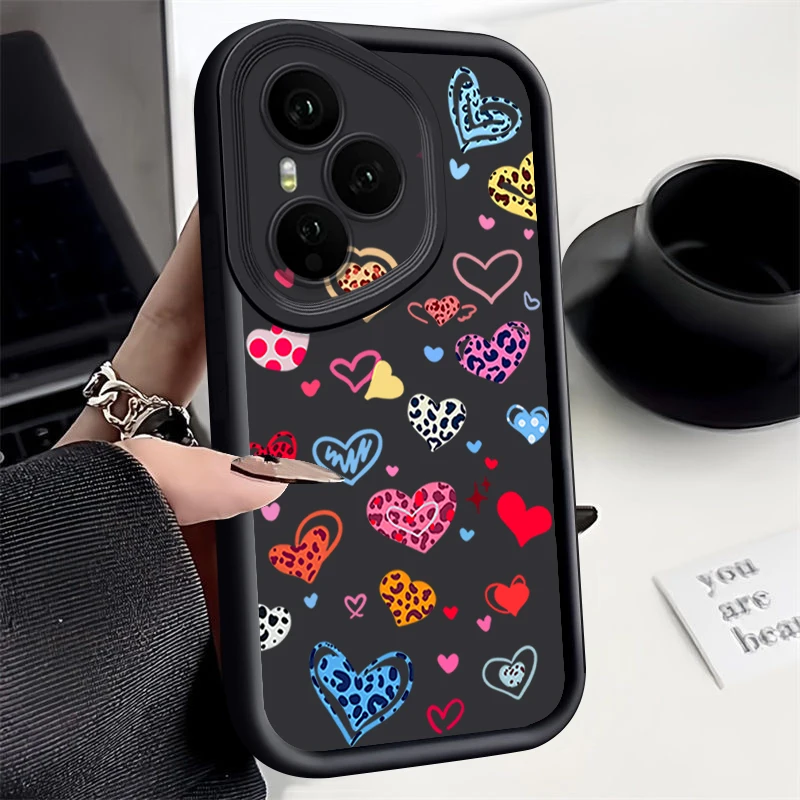 Soft TPU Phone Case For Honor 400 Pro 200 Pro X8c X9c Smart X6a X6b X6c Magic7 Lite Colorful Love Heart Printed Silicone Cover