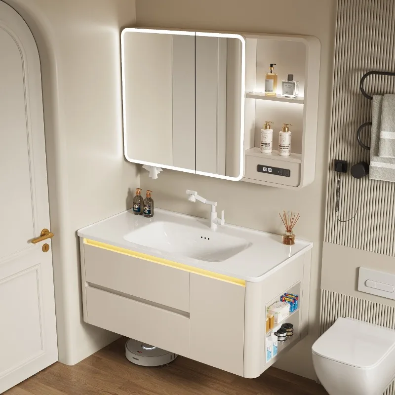 

White Drawers Cupboard Paper Modern Skincare Luxury Space Saver Mirror Storage Bathroom Cabinet Toilet Gabinete Room Furniture