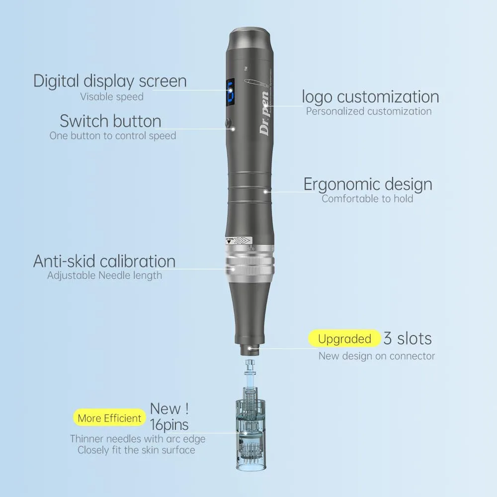 Authentische dr pen ultima m8 mikron adel mit 20 stücke nadeln gesichts pflege drahtlose derma pen beuty maschine