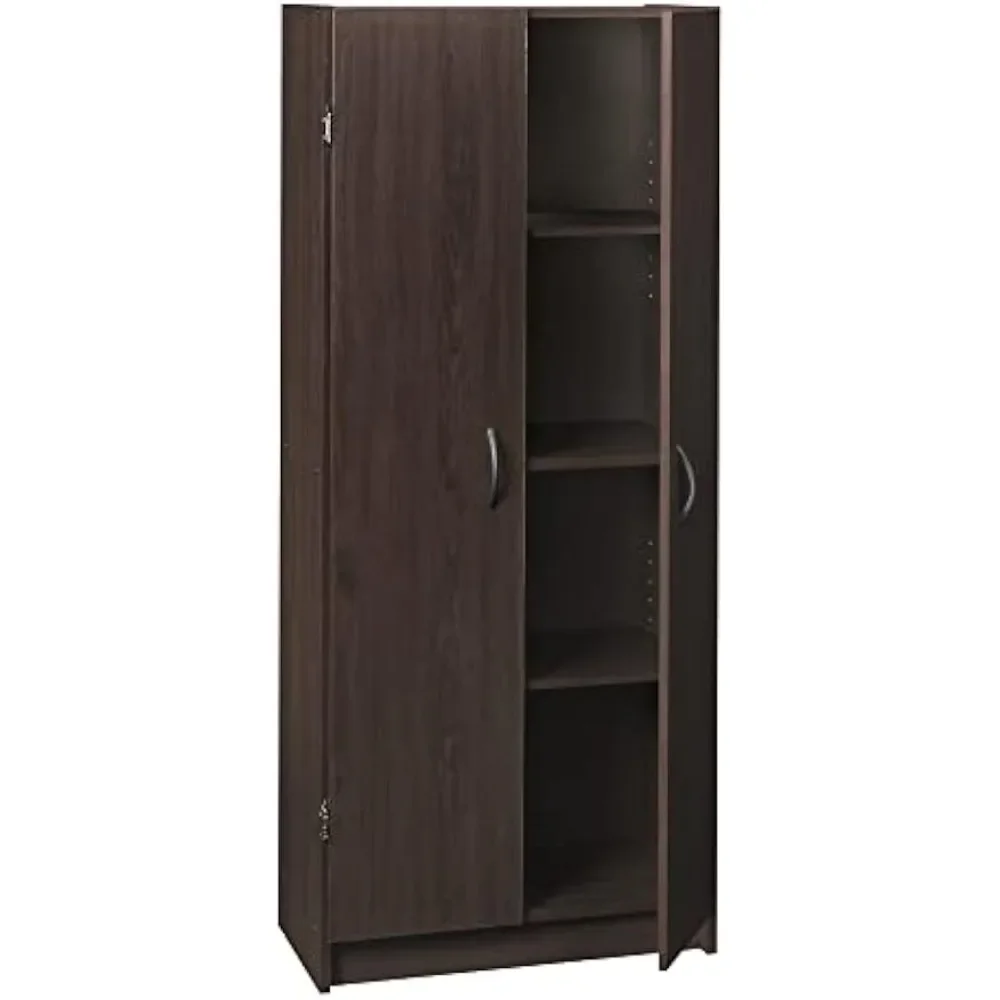 

Adjustable Shelves Standing Furniture or Utility Room Laundry Pantry Cabinet Cupboard With 2 Doors Storage for Kitchen Espresso