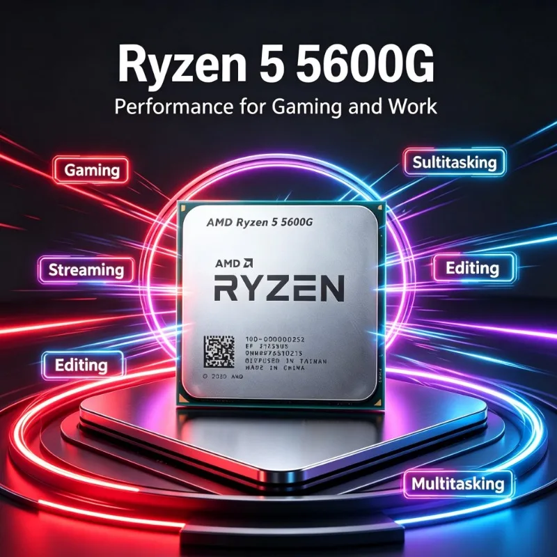 AMD R5 5600G Socket AM4 Desktop CPU 3.9GHz 6‑Core 12‑Thread 16MB L3 Cache 65W Processor 100‑000000252 For AM4 Motherboard Upgrad
