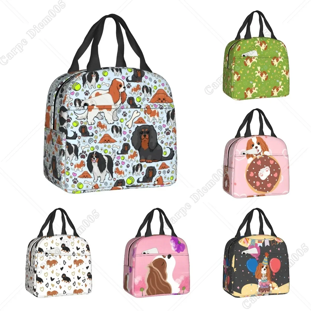 Cavalier King Charles Spaniel Insulated Lunch Tote Bag for Women Dog Lovers Portable Thermal Cooler Food Lunch Box School