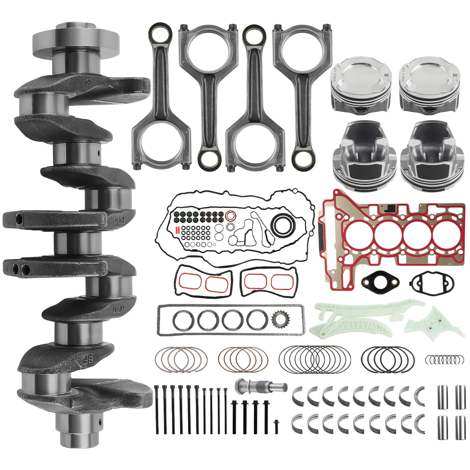 for N20 Engine Rebuild Overhaul Kit w/ Crankshaft 11217640165 Timing Set for BMW