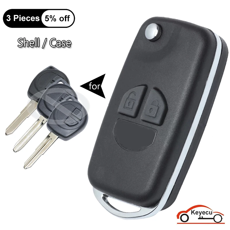 KEYECU 2 Buttons Case for Suzuki Igins Alto SX4 Vauxhall Agila Swift Grand Vitara Auto Modified Flip Remote Key Shell Cover Fob