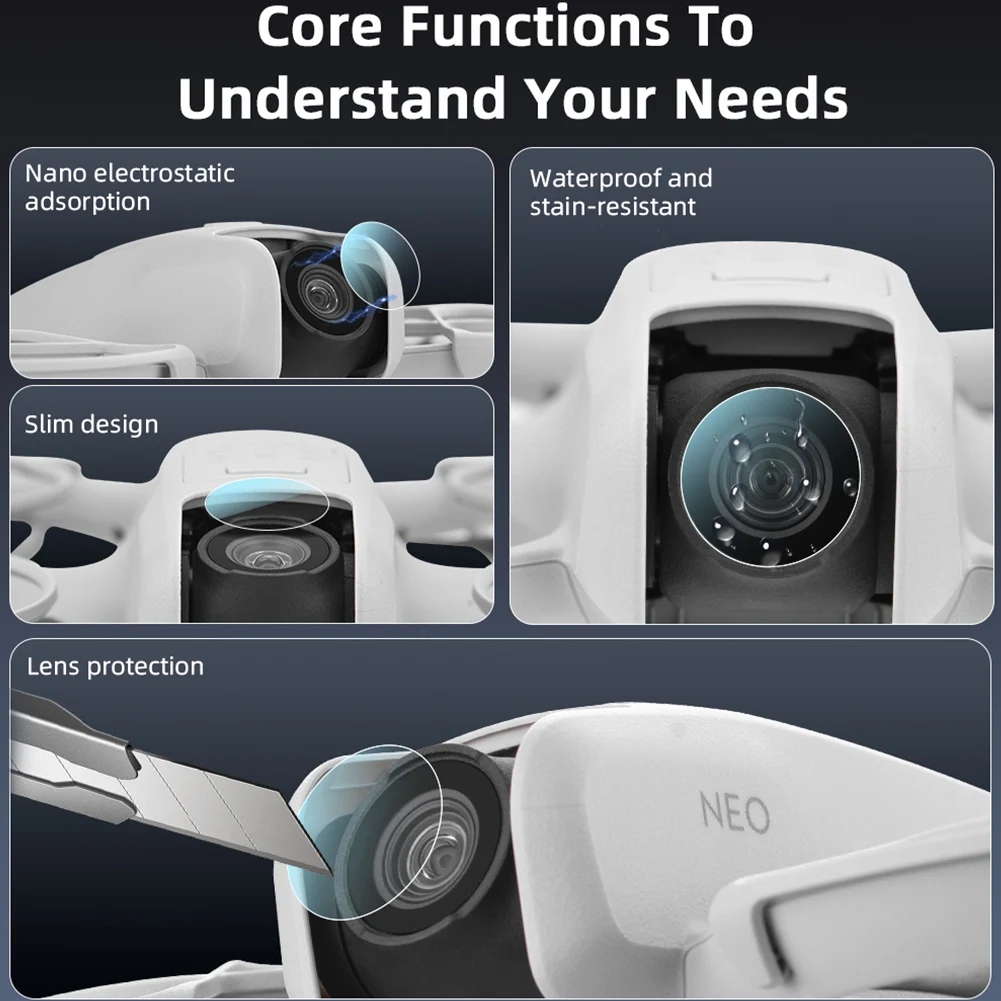 Tempered Glass Lens Screen Protector Anti-scratch Drone Camera Lens Tempered Film Tempered Glass Cover for Neo Drone Accessories