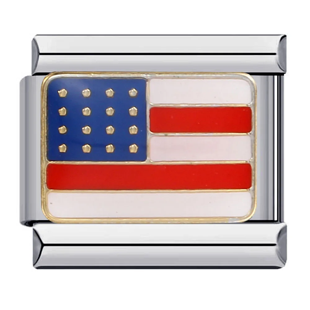 Flag Pattern Titanium Steel Italy Module Bracelet DIY European and American Popular Fashion Stainless Steel Stretch Bracelet