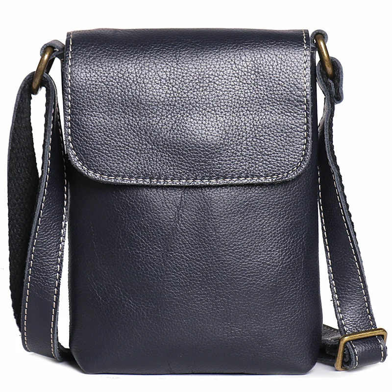 Nesitu Highend Vintage Brown Black Blue Genuine Leather Mini Shoulder  Female Men Women Messenger Bags for Phone Purse M3376