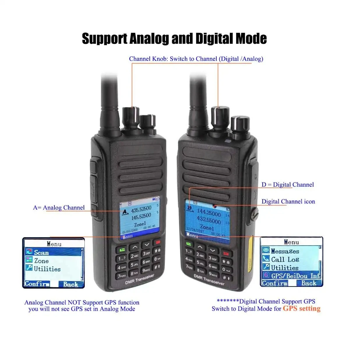 MD-UV390Plus With GPS 10W DMR Digital Radio AES256 Encryption IP67 Waterproof Dual Band Walkie Talkie Upgrde of MD-UV390