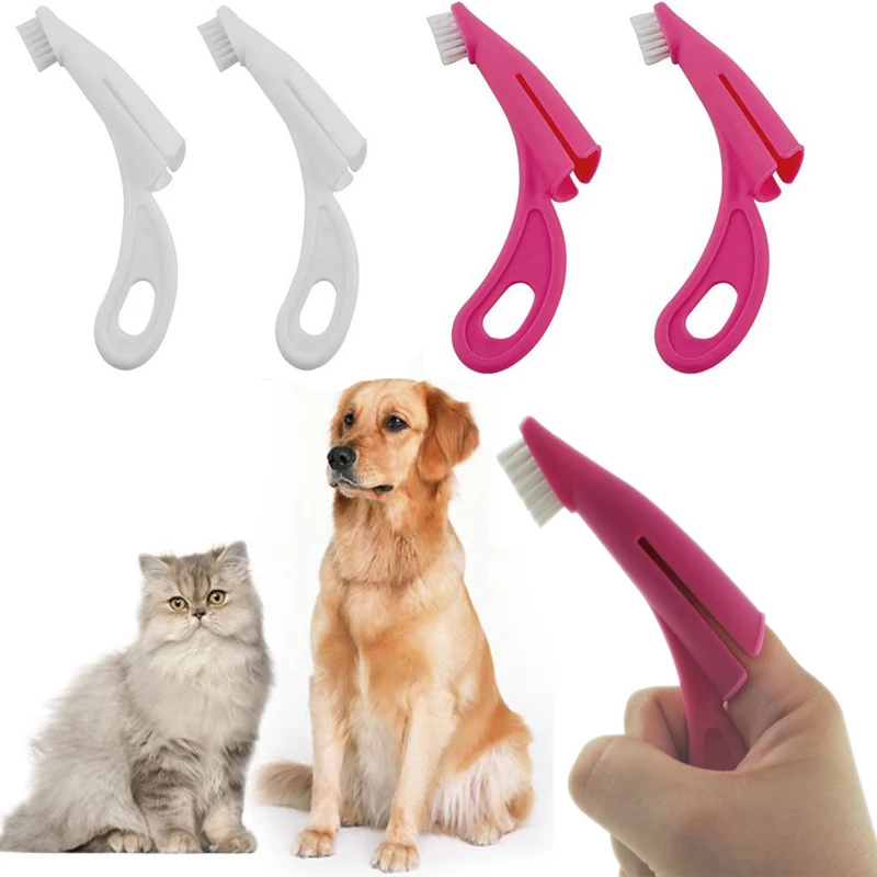 Pet Finger Toothbrush Teddy Dog Brush Bad Breath Tartar Teeth Tool Dog Cat Cleaning Supplies 2 Colors Dog Toothbrushes