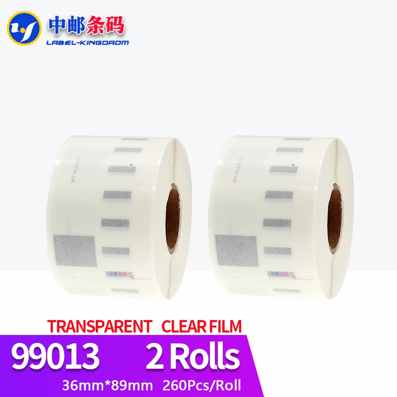 2 Rolls Dymo Compatible 99013 Half Transparent Cleare Film Label 36mm*89mm 260Pcs for LW450 Turbo Printer