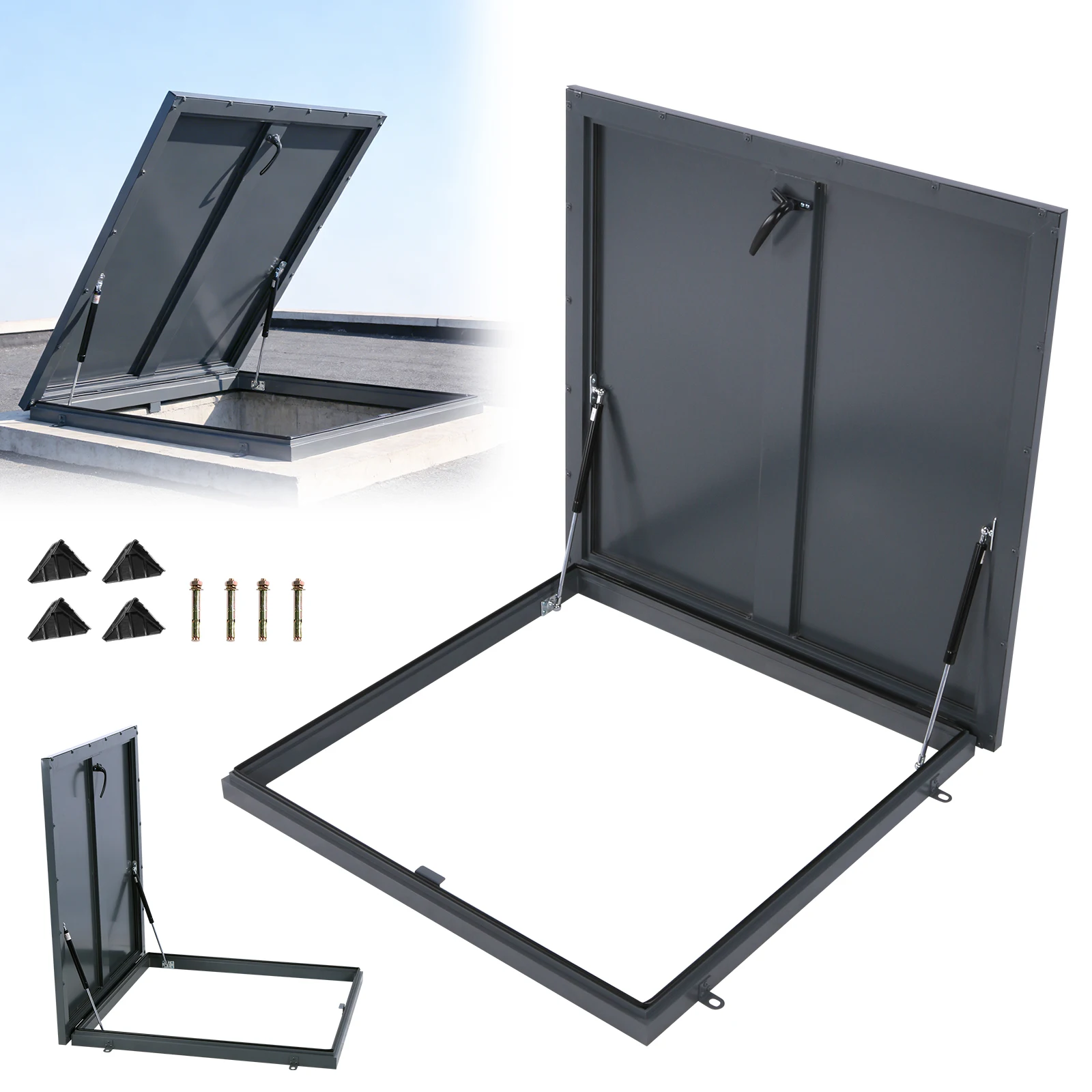 

Люк для доступа на крышу 35.83x35.83 дюйма, сверхпрочный металлический инспекционный люк с газовым амортизатором и ручкой для подвалов, цернохозянов, домов, чердаков