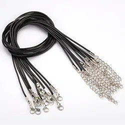 10pcs 45cm+5cm Lobster Clasp String Cord Real Leather Adjustable Braided Rope for Short Necklace Jewelry Making DIY Accessories