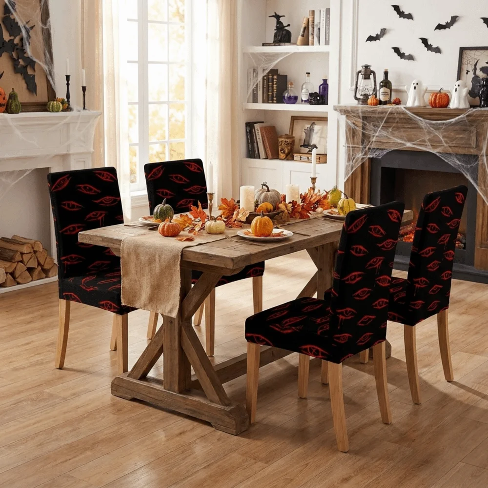 Full Cover Halloween Chair Covers Dust-proof Vintage Scary Dining Chair Slipcovers Decorative Zombie Hands Chair Slipcover