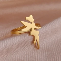 Cazador Stainless Steel Fairy Angel Rings for Women Girl Jewelry Gold Color Finger Rings 2024 Party Birthday Gift Wholesale 2024