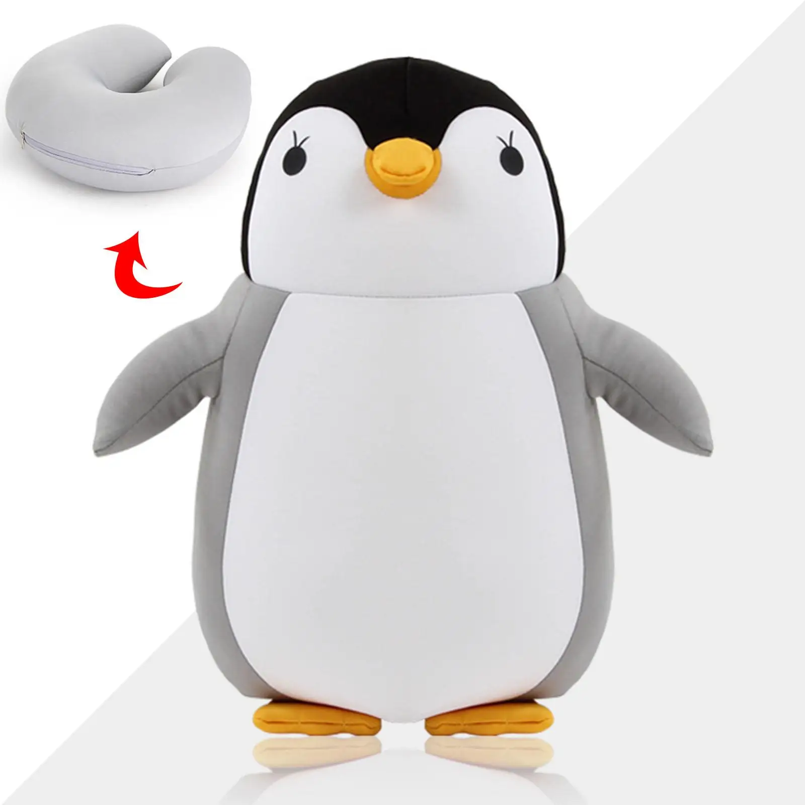 Deformable children U shape Travel Pillows for Airplane Penguins Cushion Plush Toy Neck Pillow for Car Office Nap Headrest