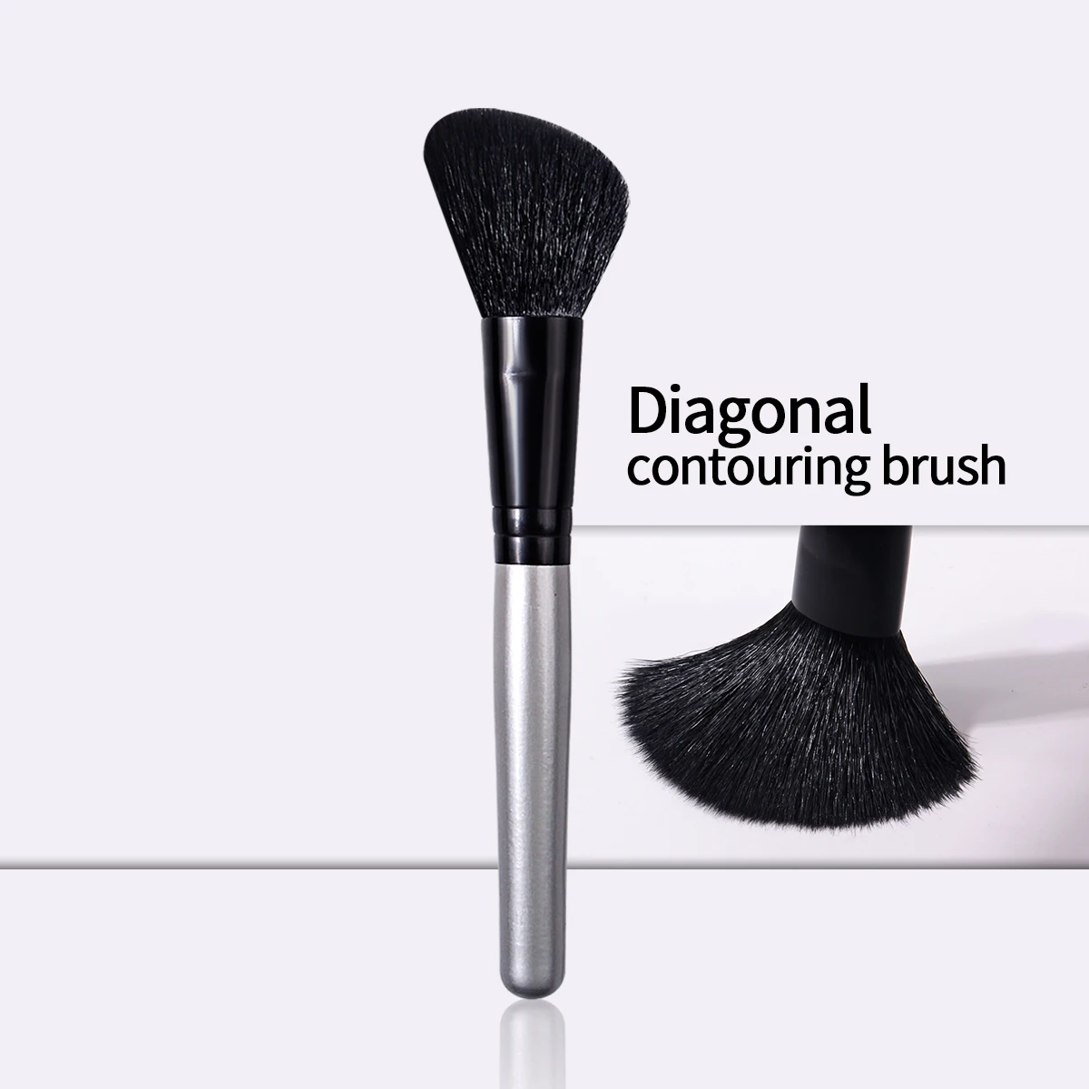 2025 New high-end wool bevel contour brush, loose powder blush brush, highlight brush, multi-functional beginner's makeup brush
