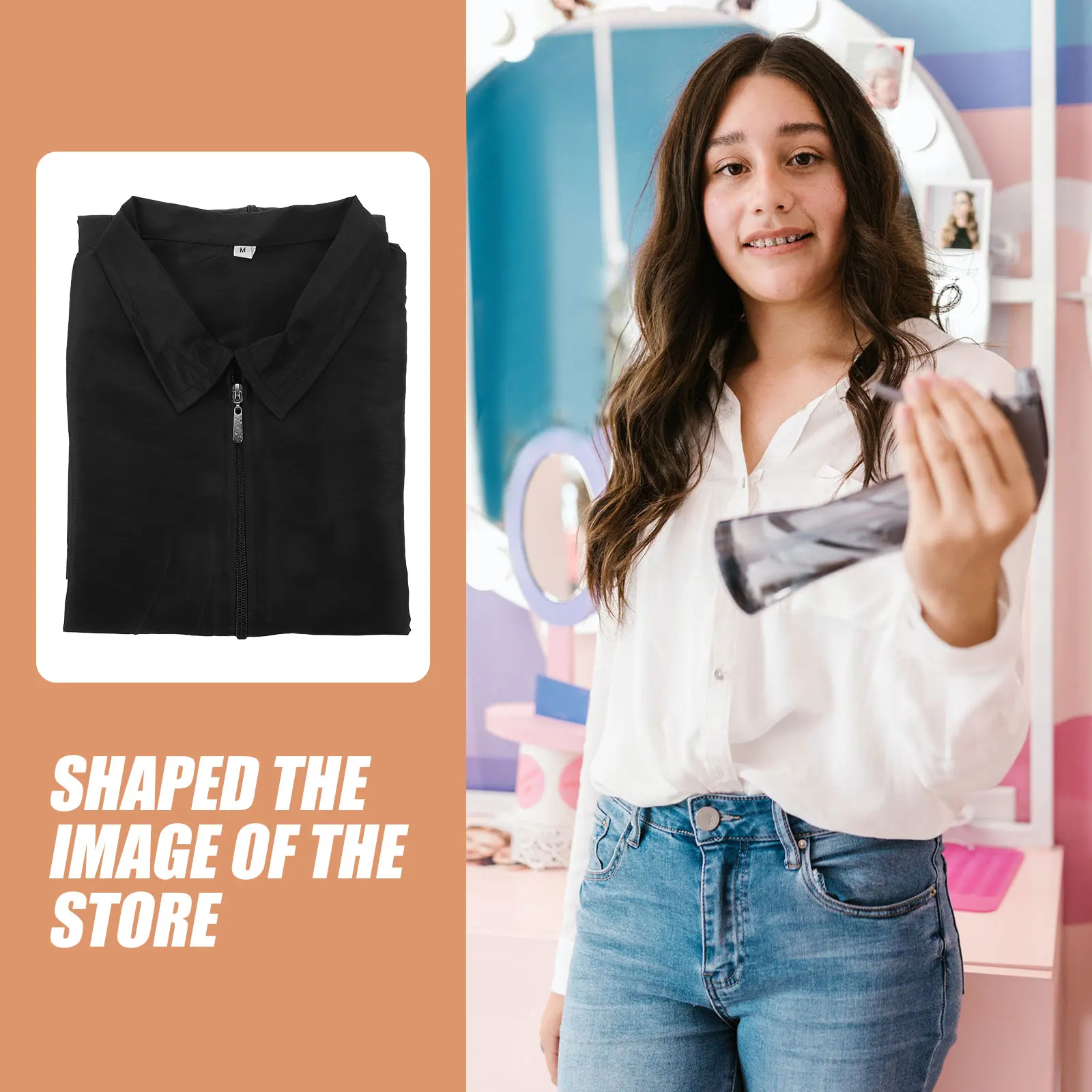 

1Pc Black M Stylist Uniform Waterproof Apron Hair Salon Dyeing Polyester Grooming Clothes Women Pet Shop Dog Long Sleeve