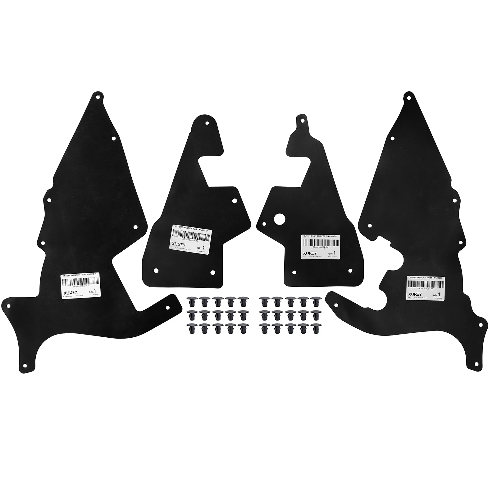 4x Splash Shields with Clips for Ford Ranger P375 T6 Everest Fender Liners Apron Skirts Guards Seals AB3916A573AA AB3916A574AA