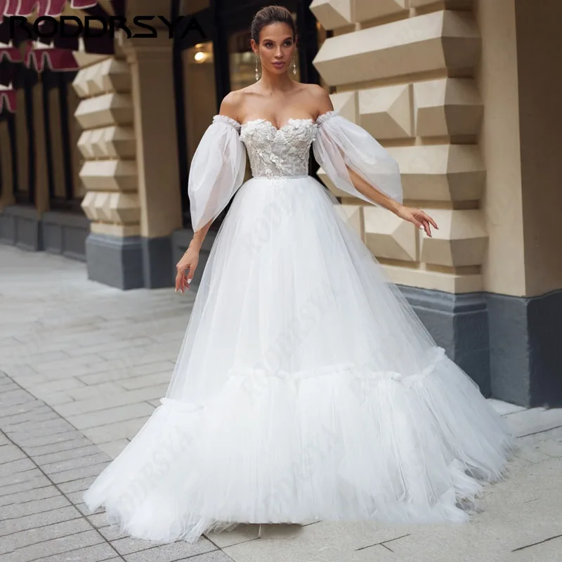 RODDRSYA Princesa A Linha Vestidos De Casamento Lace Strapless Para Mulheres Suknia ślubna Mangas destacáveis vestido de noiva boda 2024 Princesa A Linha Vestidos De Casamento Lace Strapless Para Mulheres Suknia ślubna