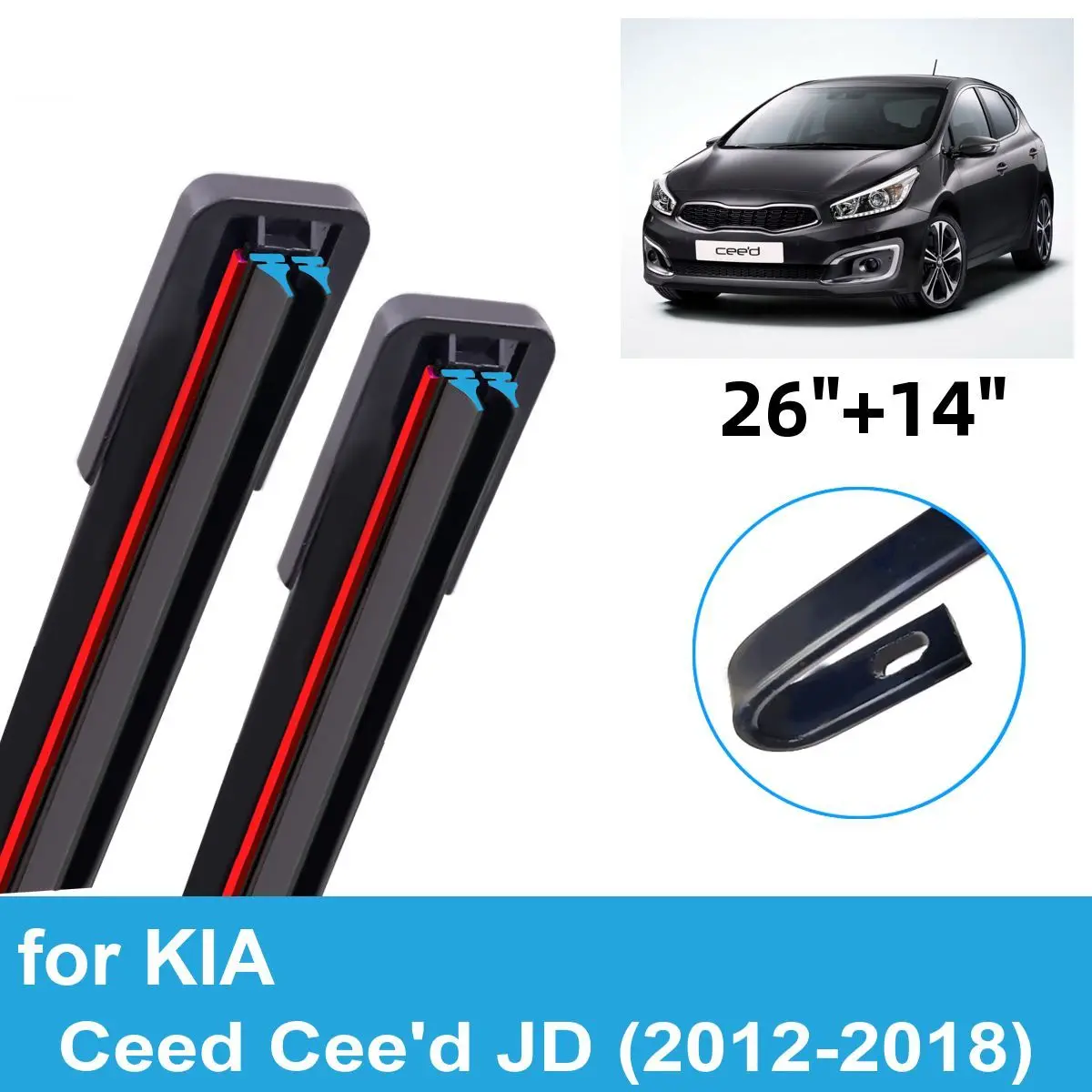 

2PCS Car Wiper Blades for 2012-2018 KIA Ceed Cee'd JD Front Windscreen Windshield Double Rubber Car Accessories 2016 2017 2018