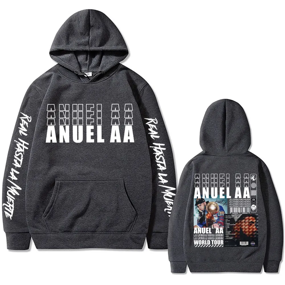 Famous Anuel AA Sweatshirt Las Leyendas Nunca Mueren World Tour Hoodie Men's Hip Hop Fashion Tracksuit Male Oversized Hoodies