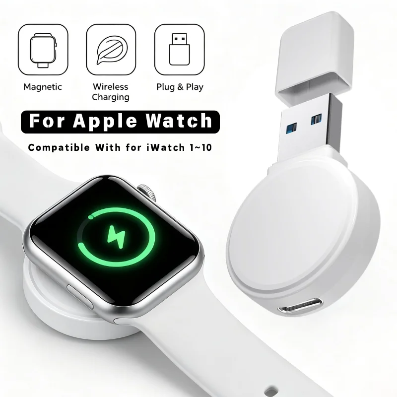 For Apple Watch 1-10 Generation Magnetic Wireless Charging USB TYPEC Smart Watch Mini Magnetic Charging Adapter Plug And Play