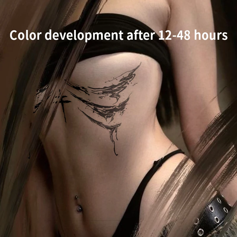 Abstract Ink Painting Cross Herbal Juice Tattoo Stickers Sexy Hot Girl Belly Waterproof Fake Tatto Temporary Tattoos Hotwife Art