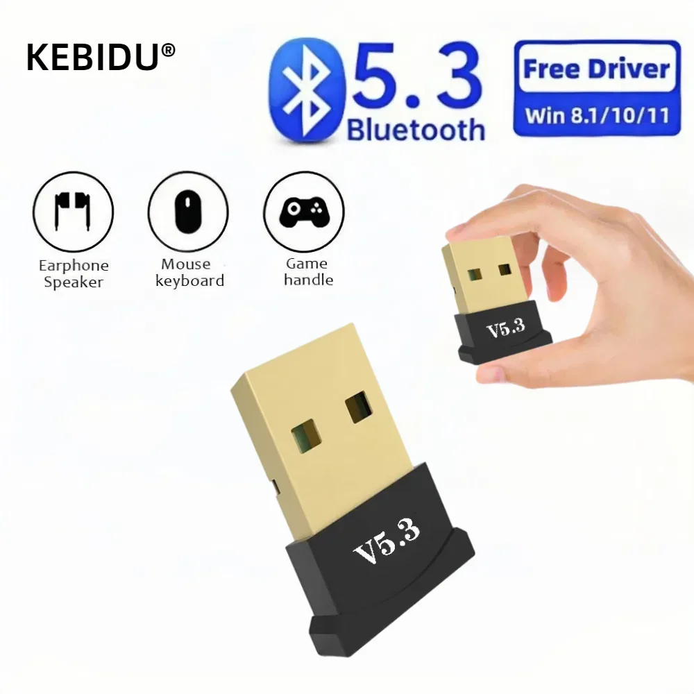 USB Bluetooth 5.3 Receiver Transmitter Wireless Audio Dongle Adapter For PC Speaker Laptop Mouse Keyboards Earphones Win8/10/11