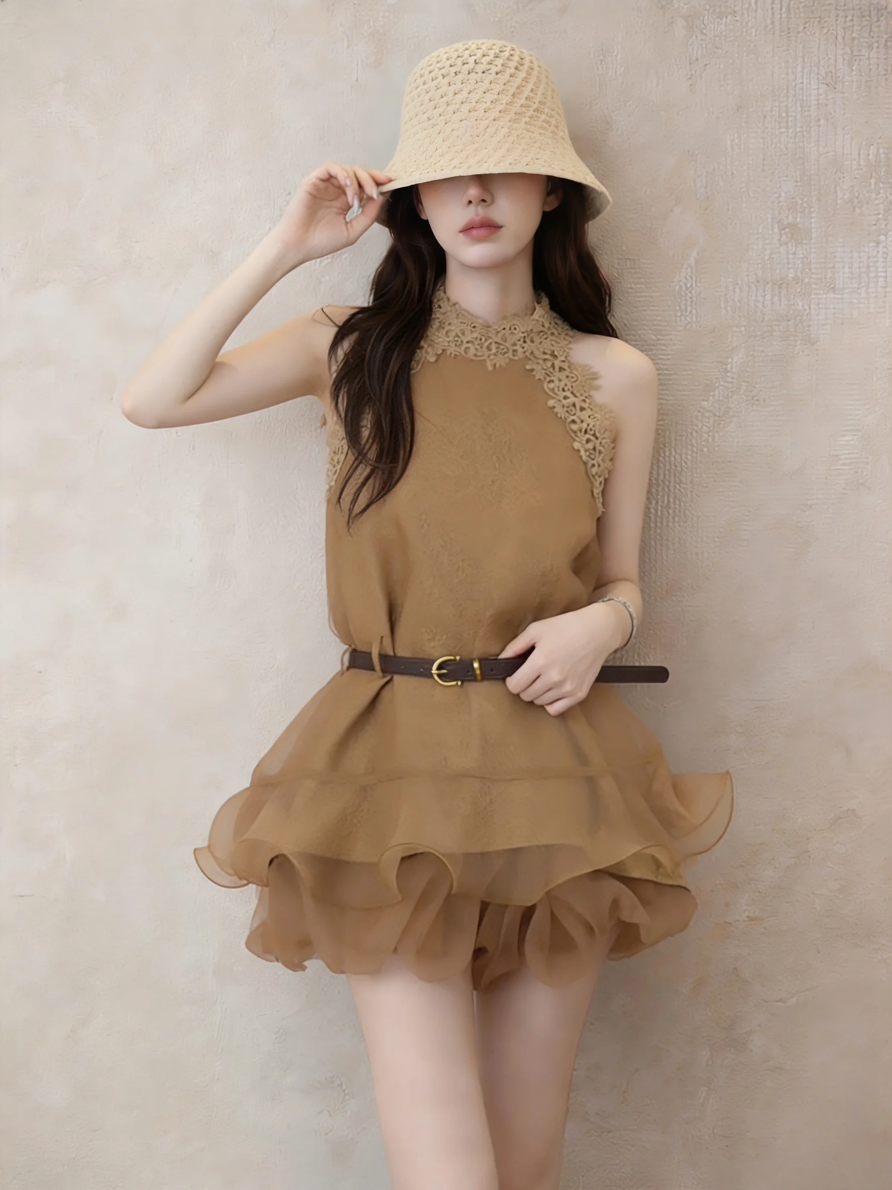

Elegant Fairy Neck Hanging Sleeveless Top And Elastic Shorts Summer New Fashion Set Beautiful Outfit Casual Style High Waist ...