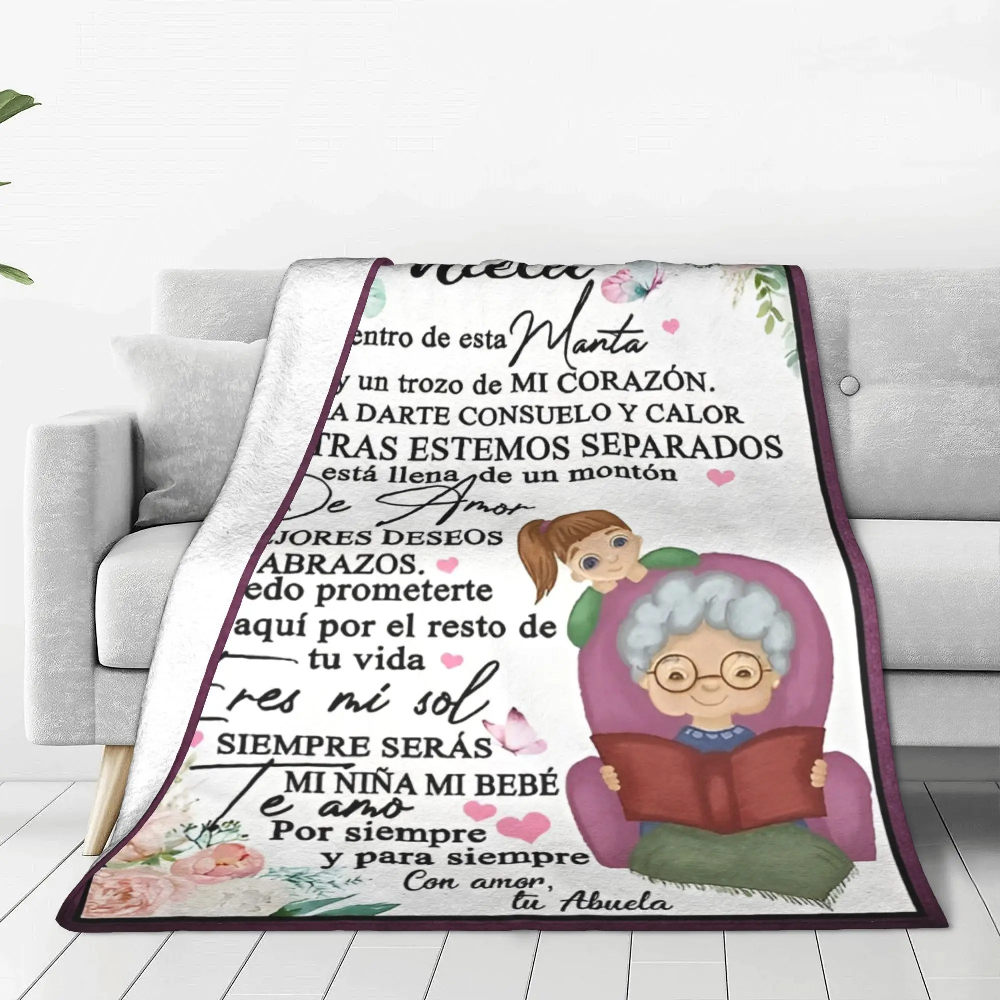 To My Granddaughter Para Mi Nieta Blanket Family Love Fuzzy Novelty Warm Throw Blanket for Coverlet Decoration