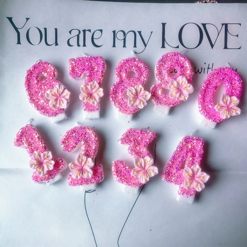 1 0-9 free combination digital candle pink cherry blossom ball birthday candle is perfect for birthday parties, anniversaries, w