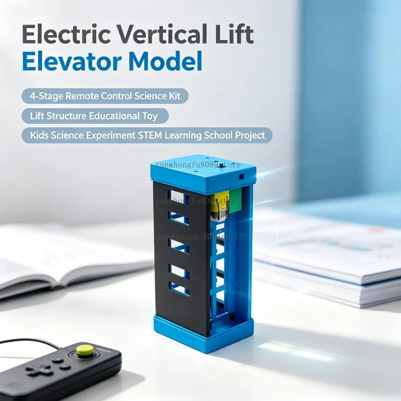 Vertical Lift Elevator Model, 4-Stage Remote Control Educational Science Kit with Lift Structure for Kids Science Experiment