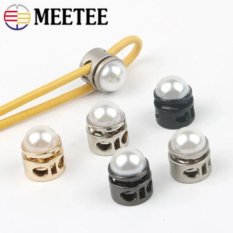 10Pcs 15X12mm 20X17mm Pearl Double Hole Stopper Buckle Metal Spring Adjustment Cord Lock Hook Hat Hoodie Rope End Decor Buckles