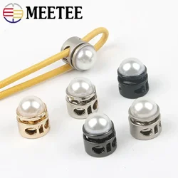 10Pcs 15X12mm 20X17mm Pearl Double Hole Stopper Buckle Metal Spring Regulation Cord Lock Hook Hat Hoodie Rope End Decor Buckles