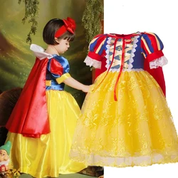 Baby Girls Fancy Snow White Summer Dress Princess Kids 1st Clothes Children Halloween Carnival Birthday Party Tulle Embroidery