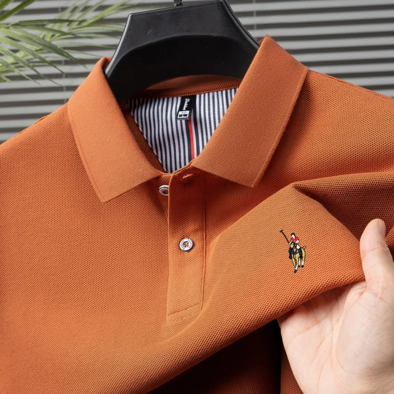

100% pure cotton men's short sleeve high-quality designer exquisite brand embroidery polo shirt business casual golf T-shirt top