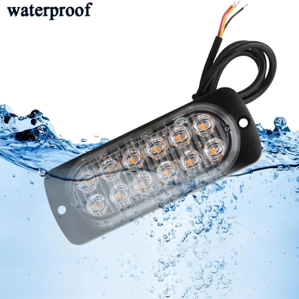 12 LED Strobe Lights Emergency Flashing Beacon Warning Light 12V 24V Stroboscopes For Auto DRL Car Truck Police Amber Red Blue