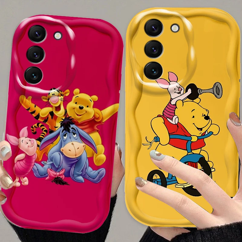 Disney Winnie The Poodle For Samsung S24 S23 S21 S20 Ultra Plus FE A73 A72 A71 A51 A31 A05S A05 A04 5G Wave Oil Cover