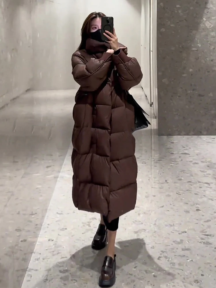 

Faionable White Du down Jaet Women's Mid-Length Coat New Arrival Winter 2025 Sli Commute Sle Thiened Stand Collar