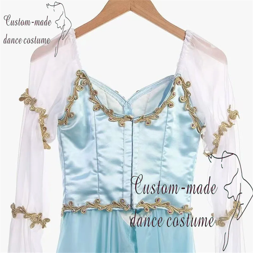 성인과 어린이를 위해 맞춤 제작된 새로운 블루 그라데이션 "Malinsky" 백조의 호수 원씬 3인 발레 대회 스커트